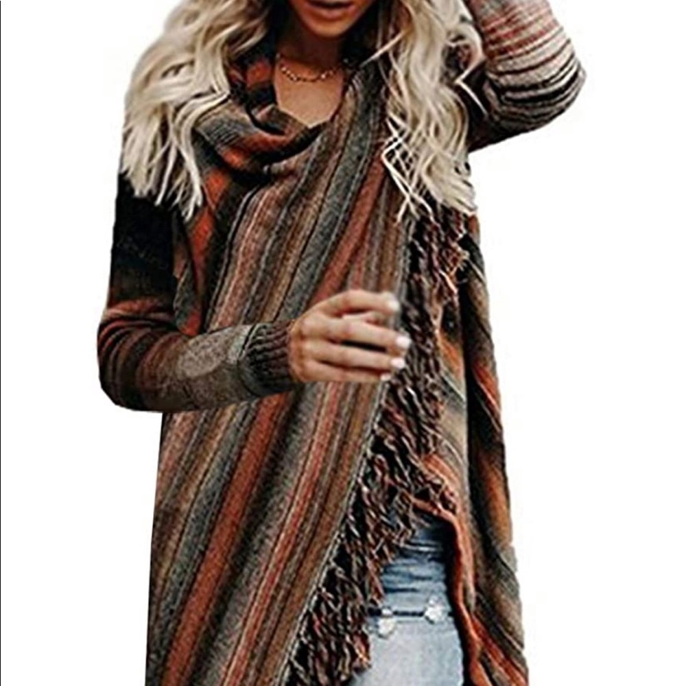 Wrap, Cowl Neck Western Sweater/Shawl